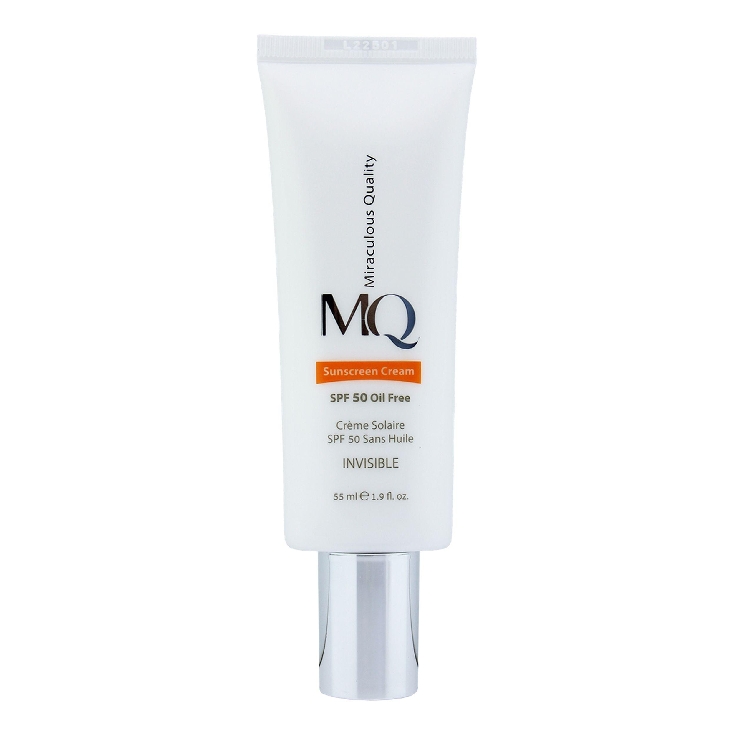 کرم ضدآفتاب بی‌رنگ ام کیو SPF50 مدل INVISIBLE، مناسب پوست‌های چرب، حجم 55 میلی‌لیتر